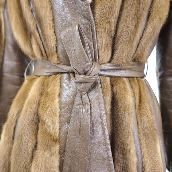 Lunaraine Mink Coat with Leather Insert- Size XS
