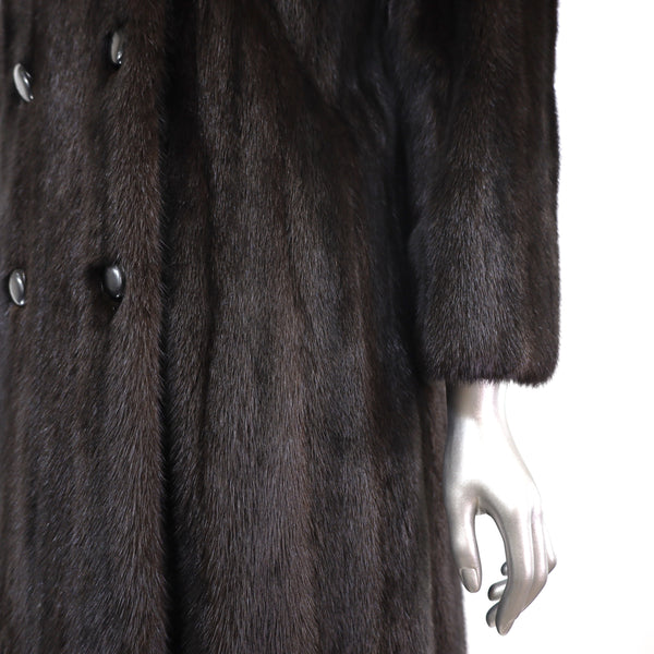 Mahogany Mink Coat with Sable Collar- Size S