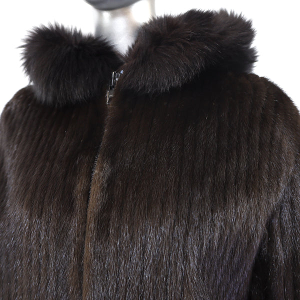 Mahogany Mink Corded Jacket with Hood- Size S