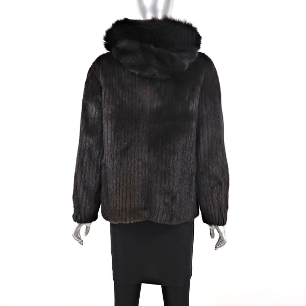 Mahogany Mink Corded Jacket with Hood- Size S