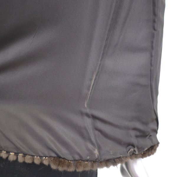 Mahogany Mink Corded Jacket with Hood- Size S