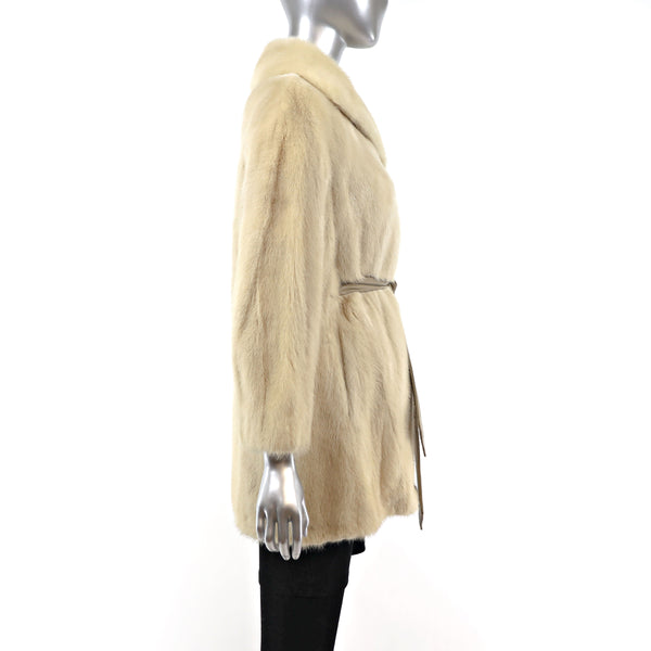 Pearl Mink Jacket with Leather Belt- Size XS