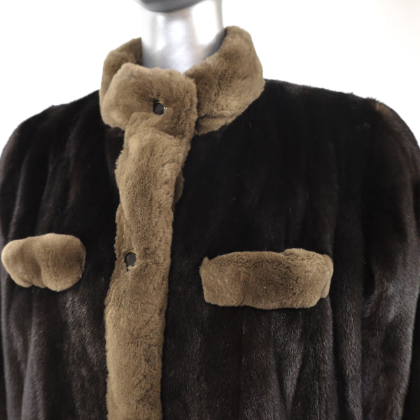 Ranch Mink Jacket with Sheared Mink Trim- Size M