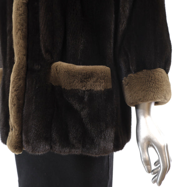 Ranch Mink Jacket with Sheared Mink Trim- Size M