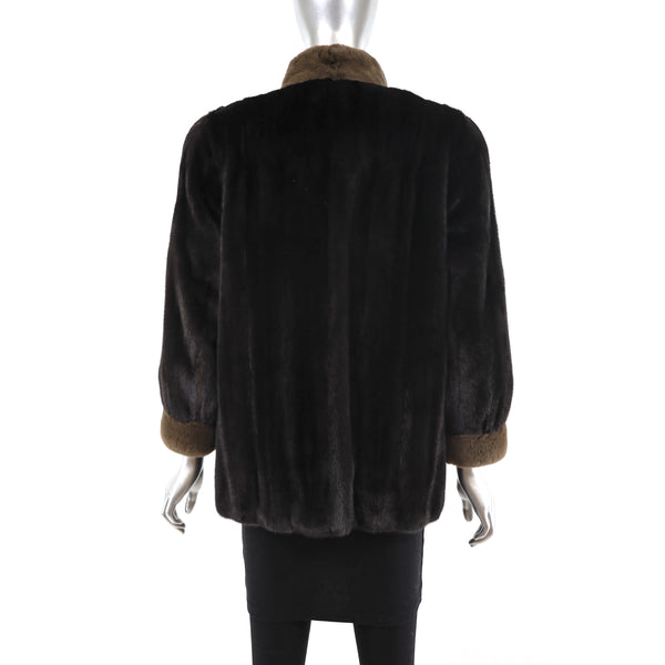 Ranch Mink Jacket with Sheared Mink Trim- Size M