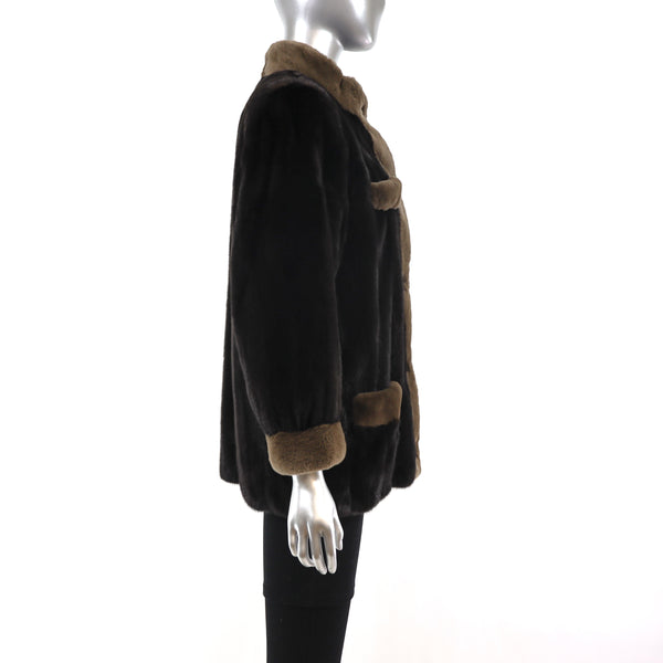 Ranch Mink Jacket with Sheared Mink Trim- Size M
