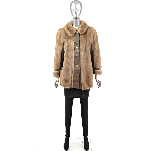 Autumn Haze Mink Jacket with Leather Insert- Size XL