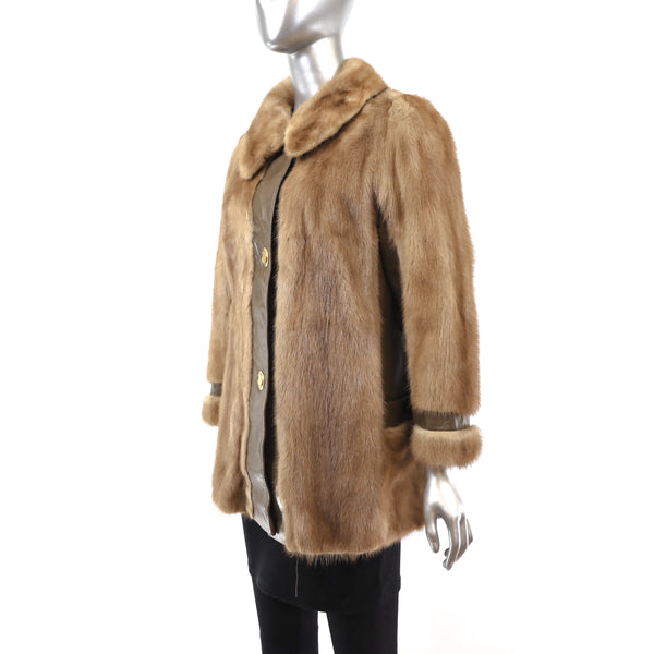 Autumn Haze Mink Jacket with Leather Insert- Size XL