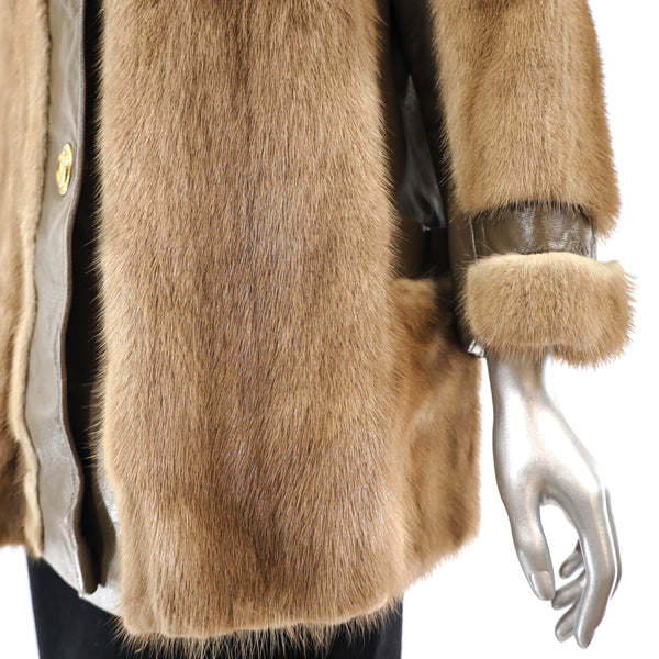 Autumn Haze Mink Jacket with Leather Insert- Size XL