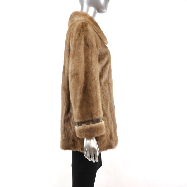 Autumn Haze Mink Jacket with Leather Insert- Size XL