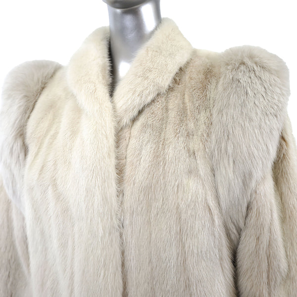 Pearl Mink Jacket with Fox Trim and Detachable Sleeves- Size M
