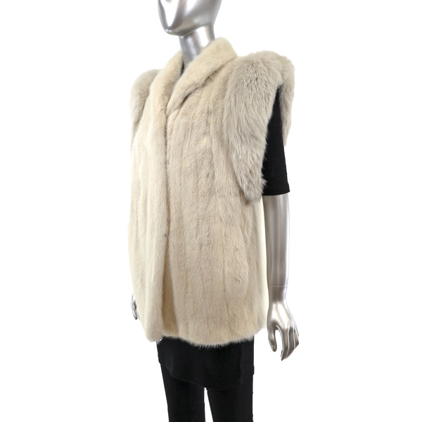 Pearl Mink Jacket with Fox Trim and Detachable Sleeves- Size M