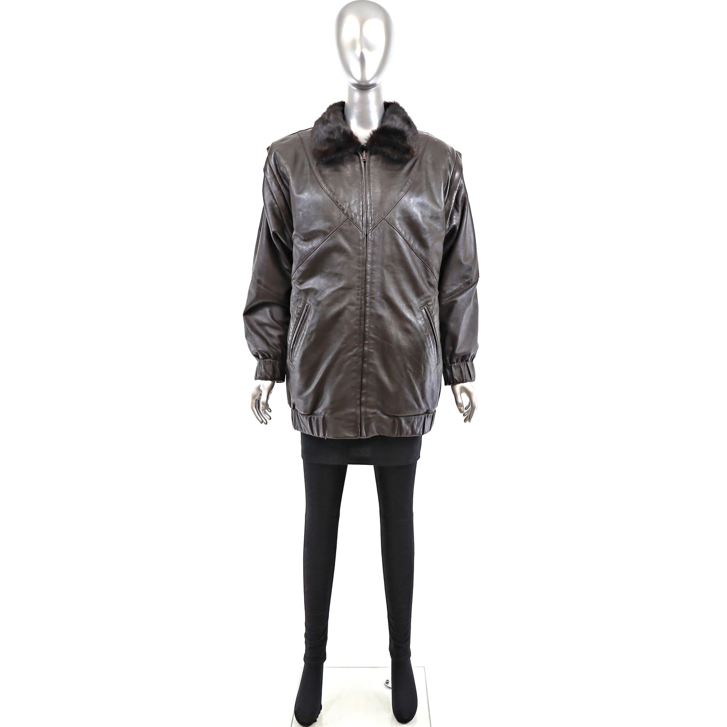 Mahogany Mink Jacket Reversible to Leather- Size M