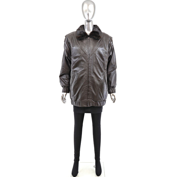 Mahogany Mink Jacket Reversible to Leather- Size M