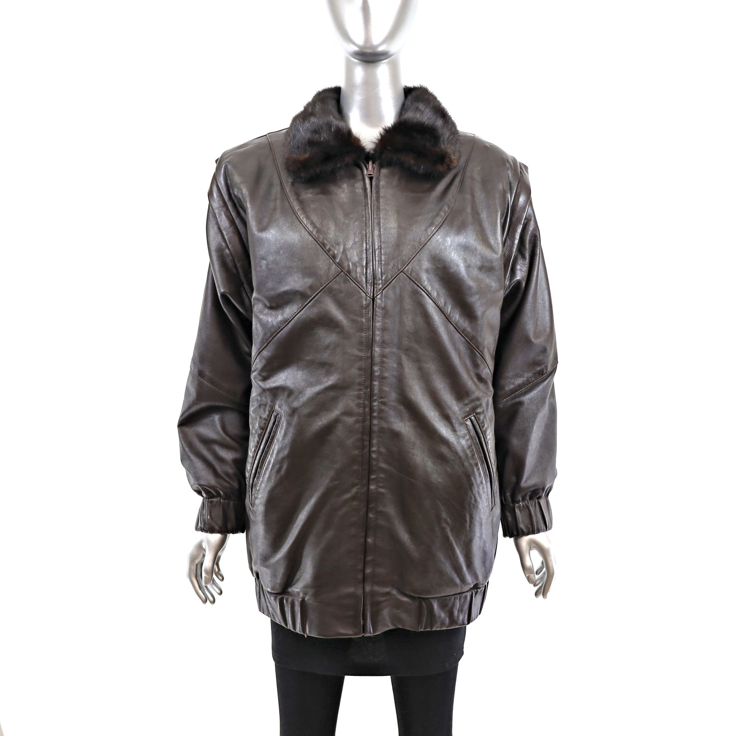 Mahogany Mink Jacket Reversible to Leather- Size M