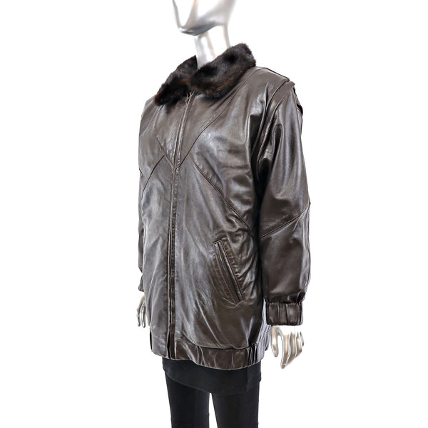 Mahogany Mink Jacket Reversible to Leather- Size M