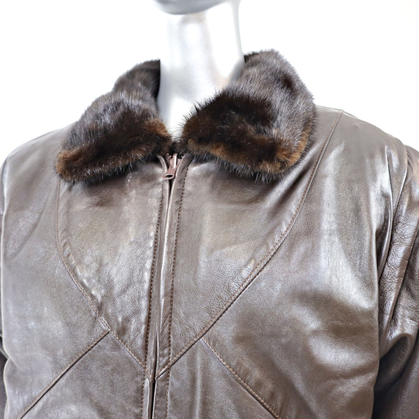 Mahogany Mink Jacket Reversible to Leather- Size M