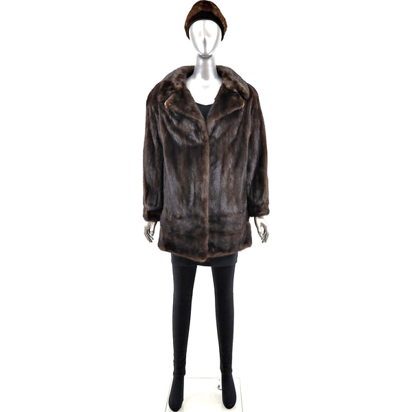 Mahogany Mink Jacket with Matching Hat- Size L