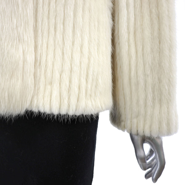 Pearl Mink Corded Jacket with Fox Tuxedo- Size M