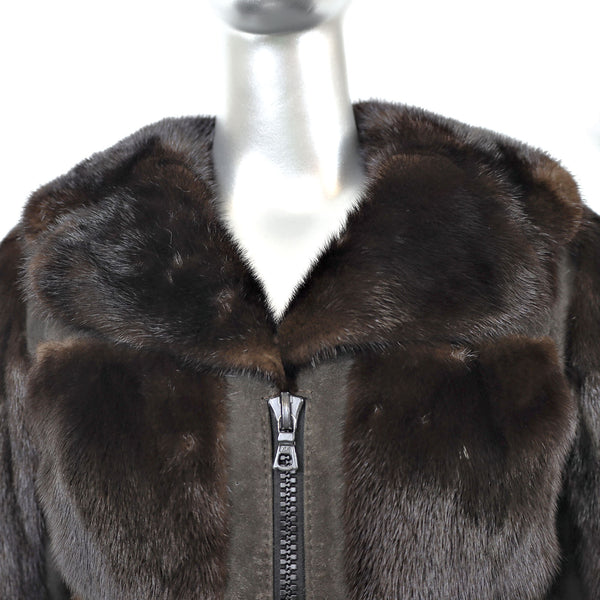 Birger Christensen Mahogany Mink Jacket with Suede- Size XS