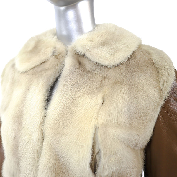 Pearl Mink Jacket with Leather Sleeves- Size XXS