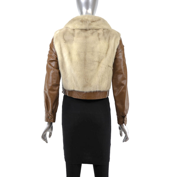 Pearl Mink Jacket with Leather Sleeves- Size XXS