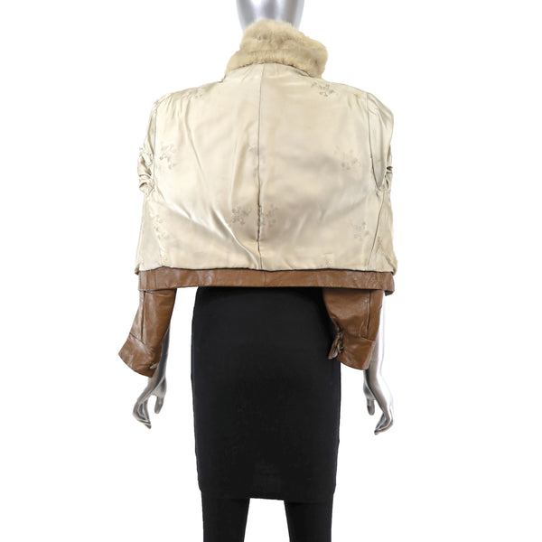 Pearl Mink Jacket with Leather Sleeves- Size XXS