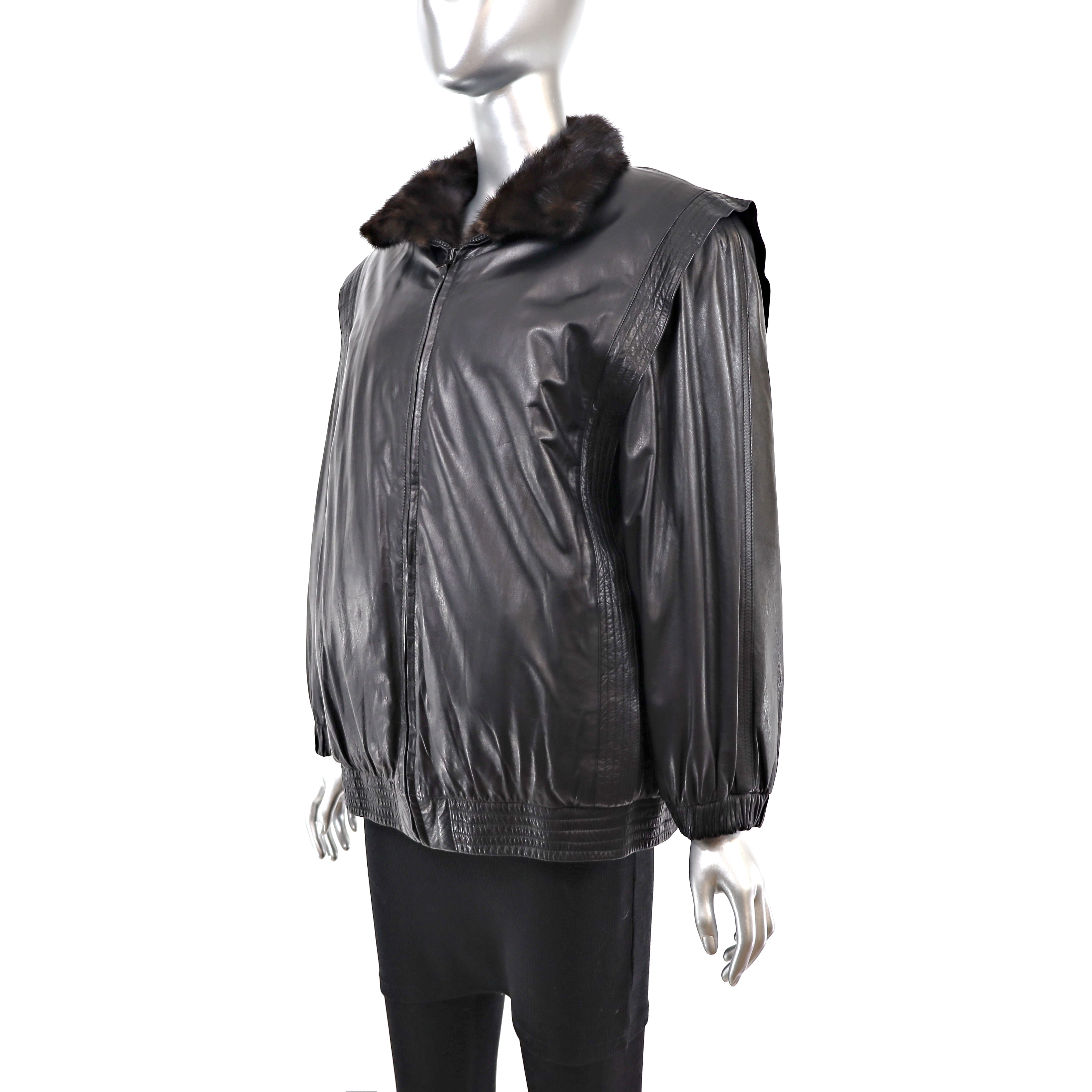 Rosendorf/ Evans Mahogany Mink Bomber Jacket Reversible to Leather- Si
