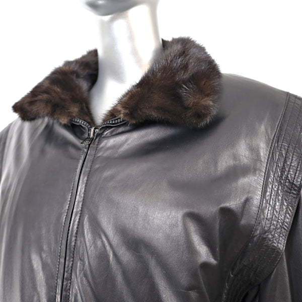 Rosendorf/ Evans Mahogany Mink Bomber Jacket Reversible to Leather- Size M