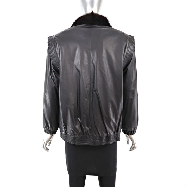 Rosendorf/ Evans Mahogany Mink Bomber Jacket Reversible to Leather- Size M