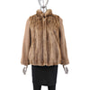 Autumn Haze Mink Jacket with Knitted Sleeves- Size M