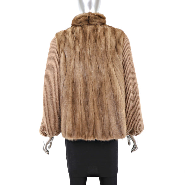 Autumn Haze Mink Jacket with Knitted Sleeves- Size M