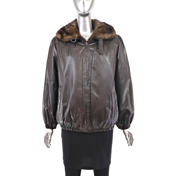 Lunaraine Mink Corded Jacket Reversible to Leather- Size M