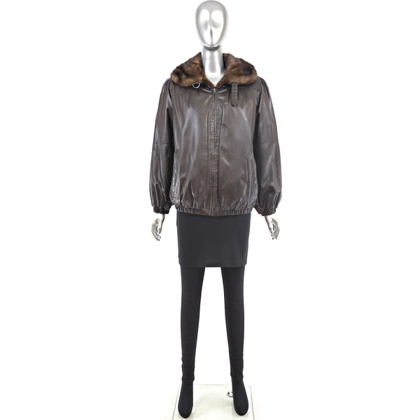 Lunaraine Mink Corded Jacket Reversible to Leather- Size M