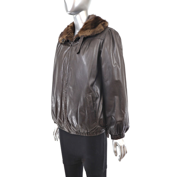 Lunaraine Mink Corded Jacket Reversible to Leather- Size M