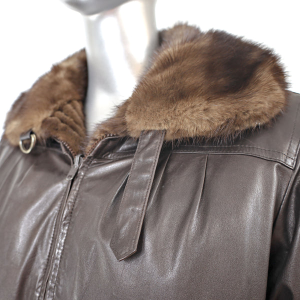 Lunaraine Mink Corded Jacket Reversible to Leather- Size M
