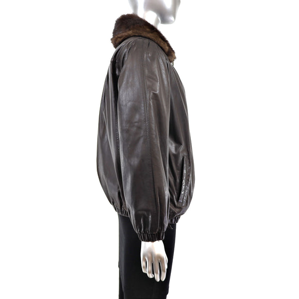 Lunaraine Mink Corded Jacket Reversible to Leather- Size M