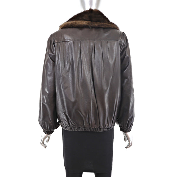 Lunaraine Mink Corded Jacket Reversible to Leather- Size M