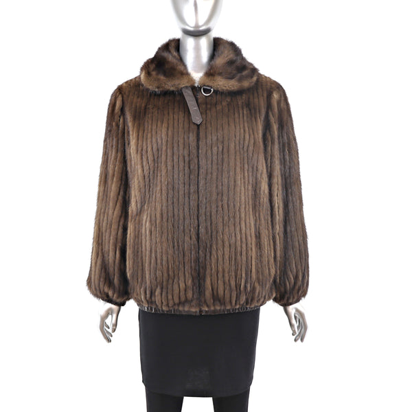 Lunaraine Mink Corded Jacket Reversible to Leather- Size M