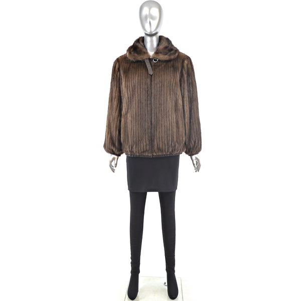 Lunaraine Mink Corded Jacket Reversible to Leather- Size M
