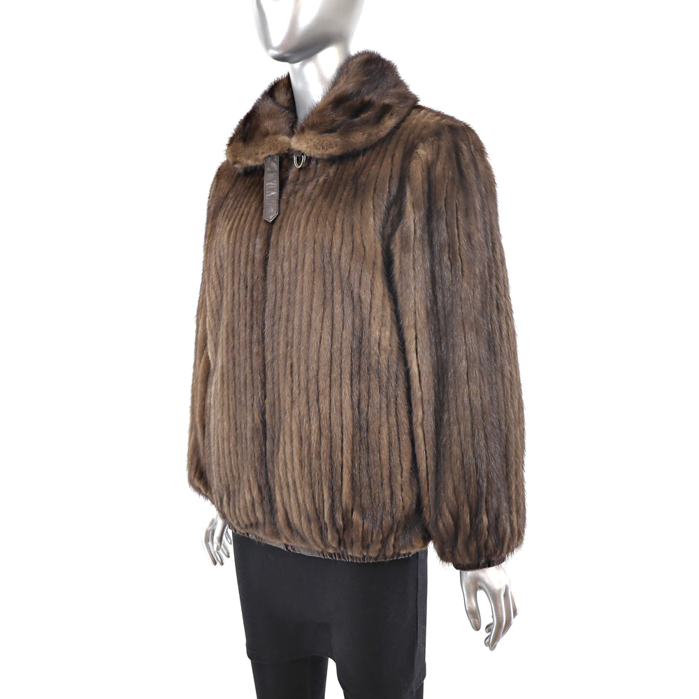 Lunaraine Mink Corded Jacket Reversible to Leather- Size M