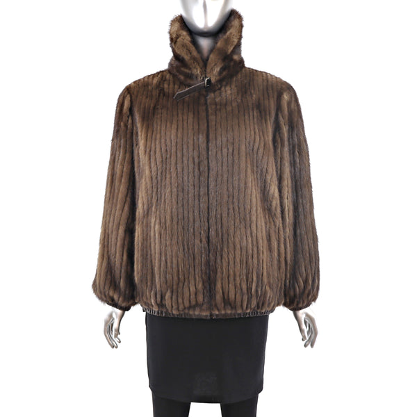 Lunaraine Mink Corded Jacket Reversible to Leather- Size M