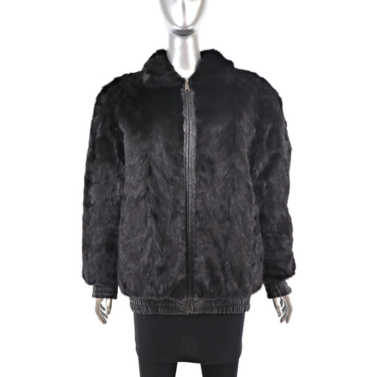 Black Mink Jacket Reversible to Leather - Size M