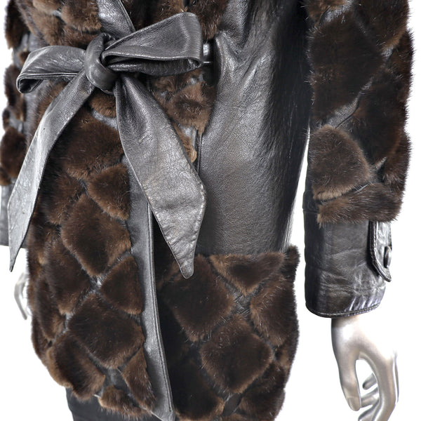 Mahogany Mink and Leather Jacket- Size L