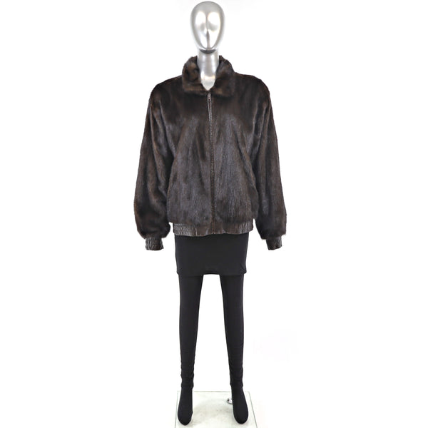Unisex Mahogany Mink Jacket Reversible to Leather- Size M (Men's S)