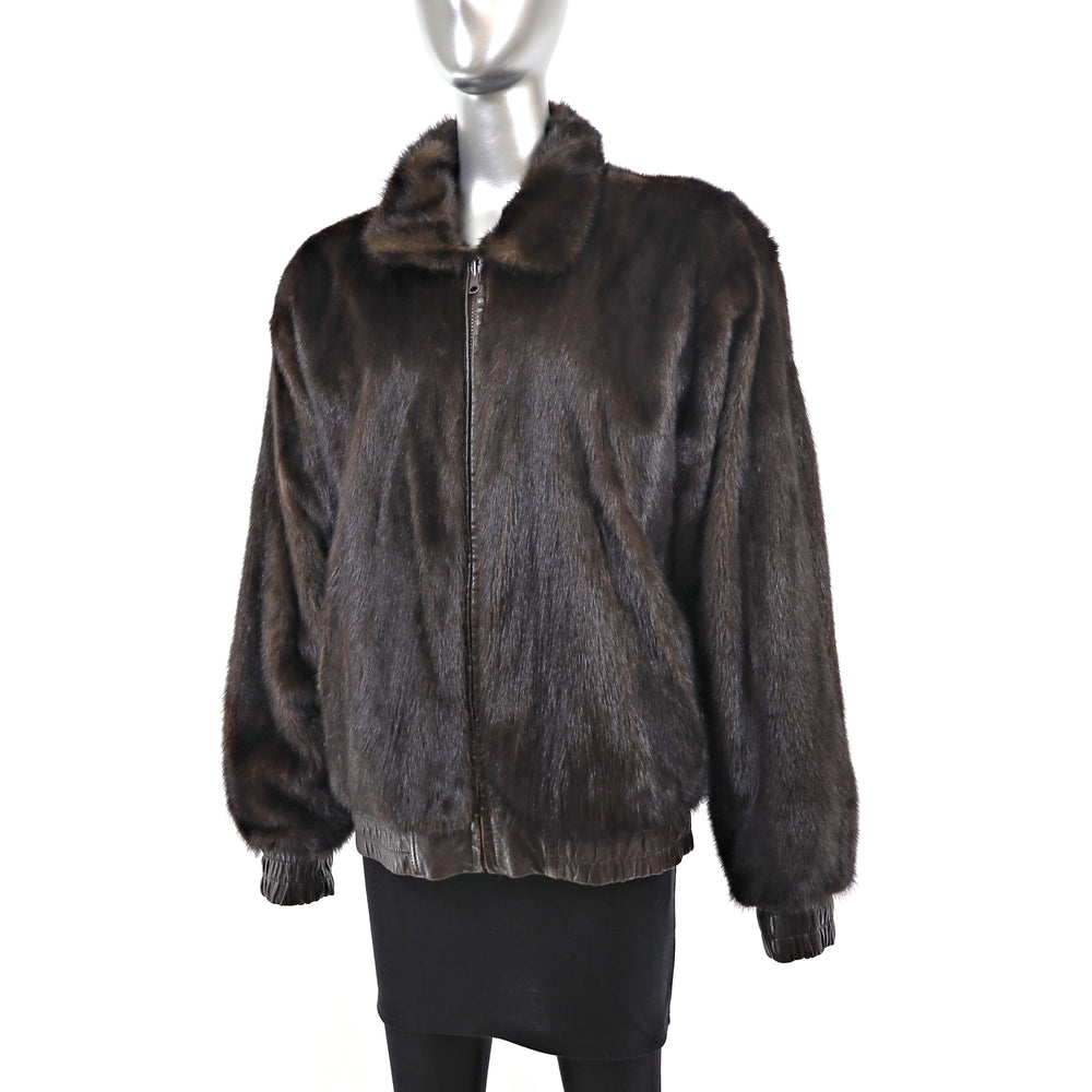 Unisex Mahogany Mink Jacket Reversible to Leather- Size M (Men's S)
