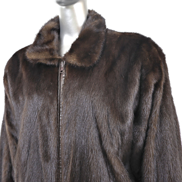 Unisex Mahogany Mink Jacket Reversible to Leather- Size M (Men's S)
