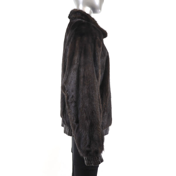 Unisex Mahogany Mink Jacket Reversible to Leather- Size M (Men's S)