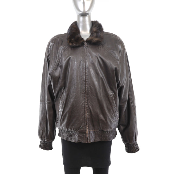 Unisex Mahogany Mink Jacket Reversible to Leather- Size M (Men's S)