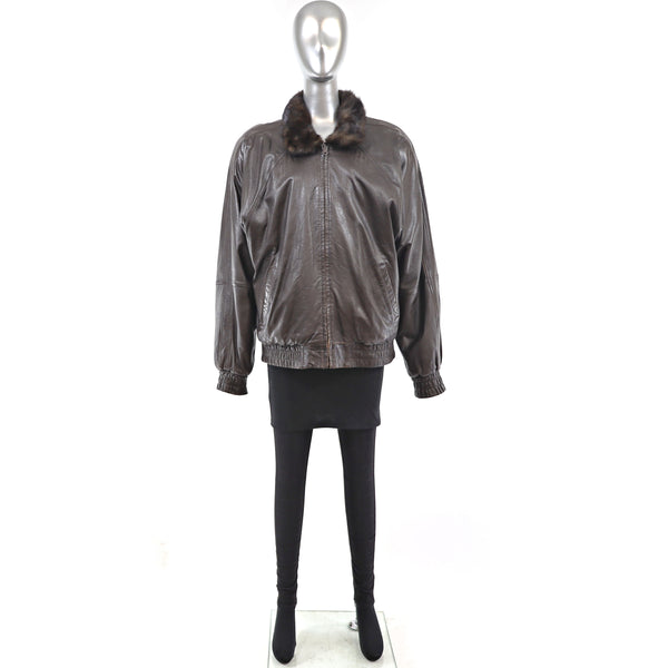 Unisex Mahogany Mink Jacket Reversible to Leather- Size M (Men's S)